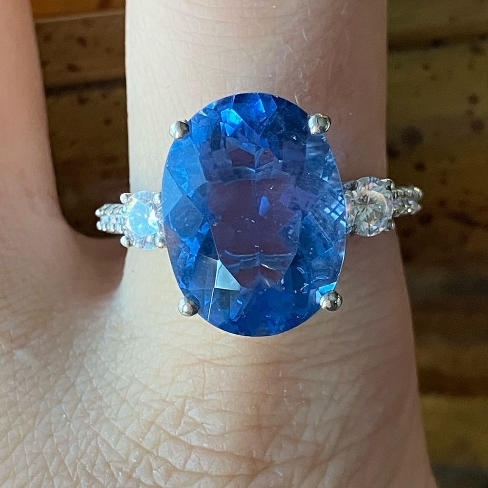 Color Changing Fluorite Sterling Silver Cocktail Ring Size 10
